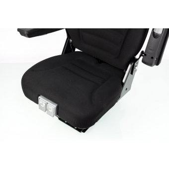 Fotel siedzenie ciągnikowe komfortowe materiałowe + podłokietnik (czarny) TEKSAS